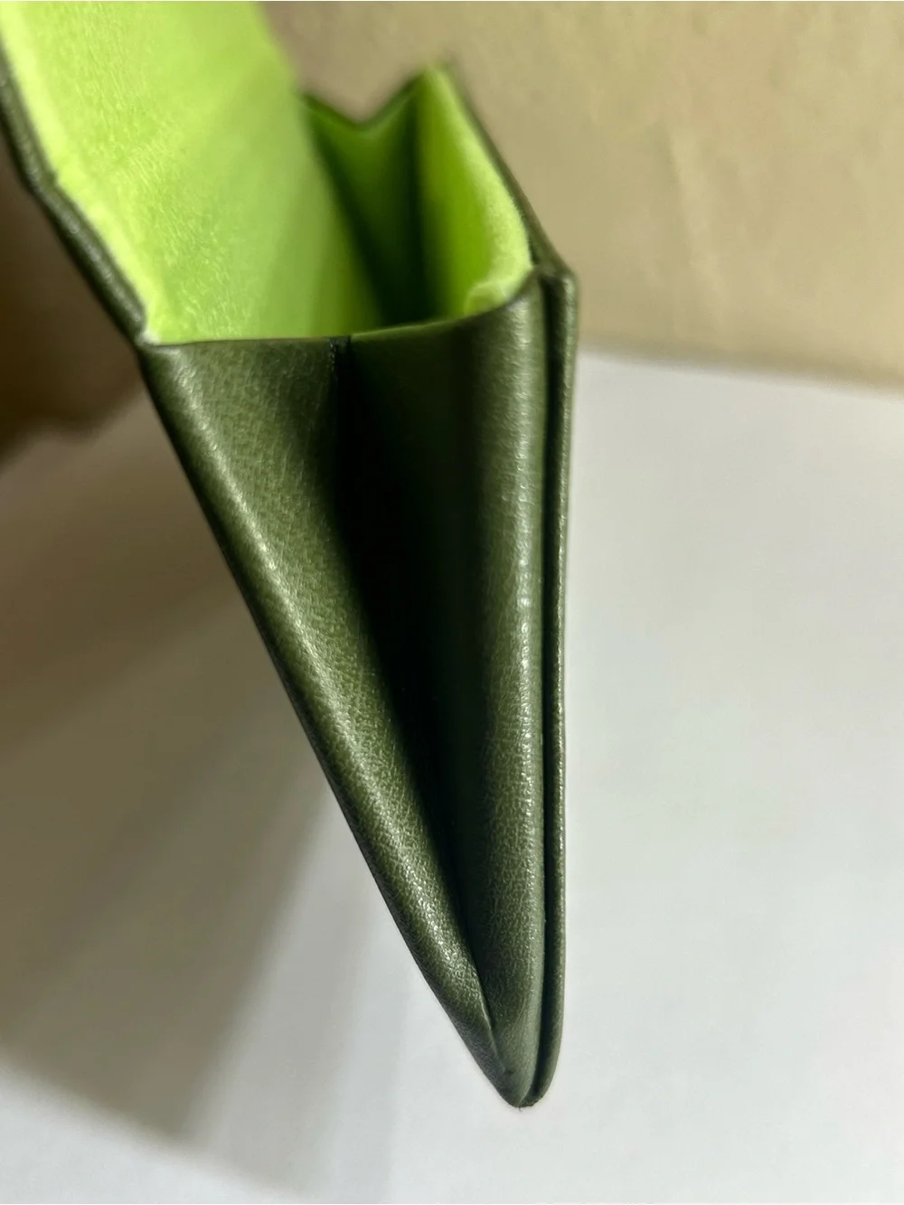 Longchamp Olive Green Leather Folded Wallet